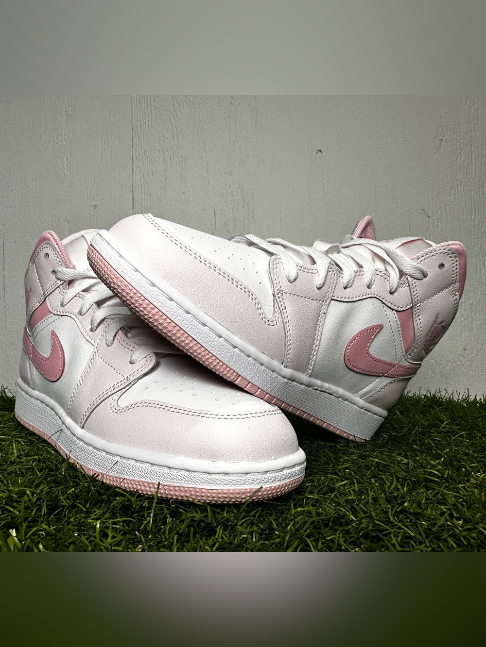 Nike Air Jordan 1 Mid White & Light Pink Sneakers - Picture 3 of 9